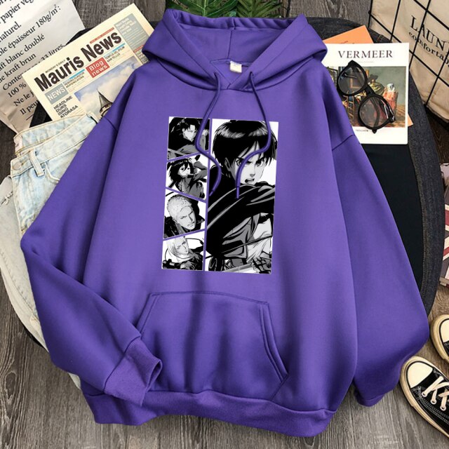 Sweat AOT Personnages Adulte Homme Femme Longues Manches Manga violet