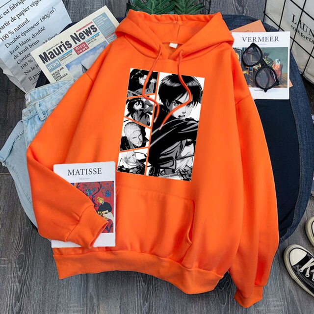 Sweat AOT Personnages Adulte Homme Femme Longues Manches Manga orange
