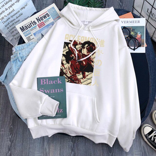 Sweat Levi Ackerman Attack On Titan Adulte Homme Femme Longues Manches Manga AOT blanc