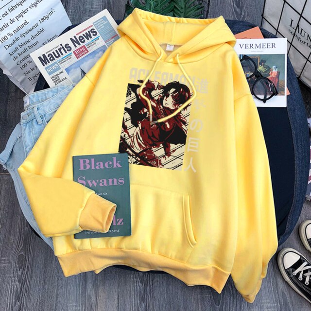 Sweat Levi Ackerman Attack On Titan Adulte Homme Femme Longues Manches Manga AOT jaune