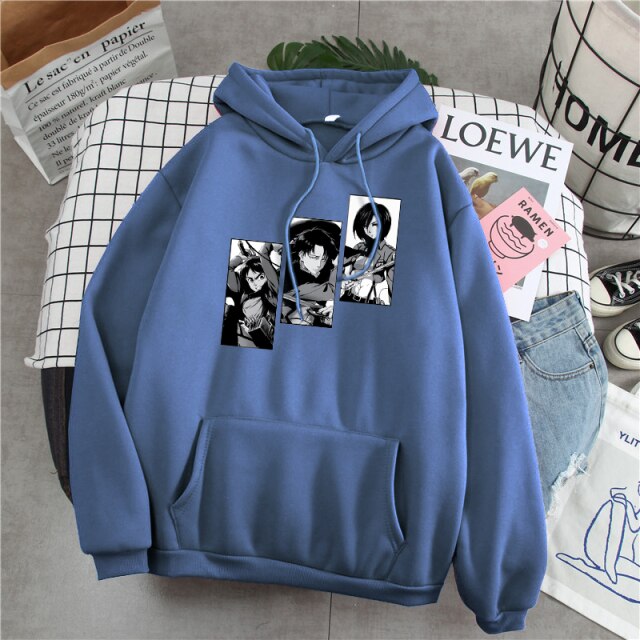 Sweat Eren Livai Mikasa Attaque Des Titans  bleu