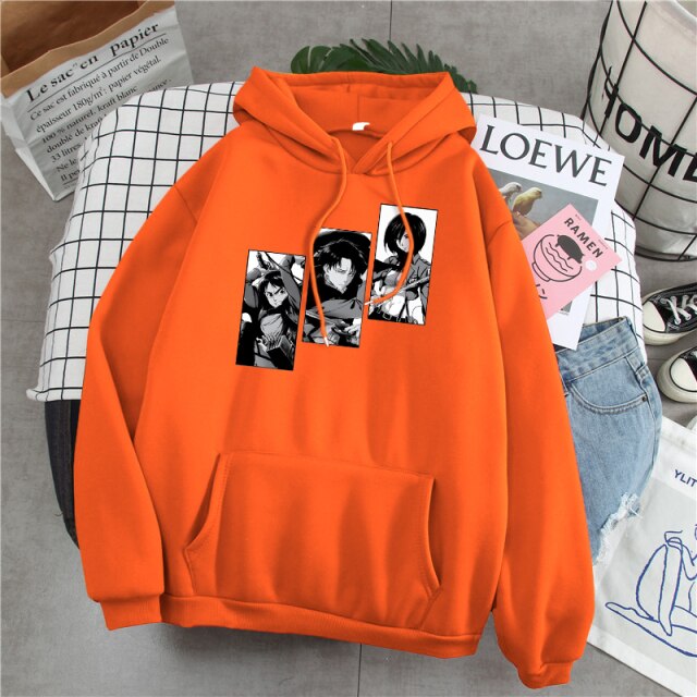 Sweat Eren Livai Mikasa Attaque Des Titans orange
