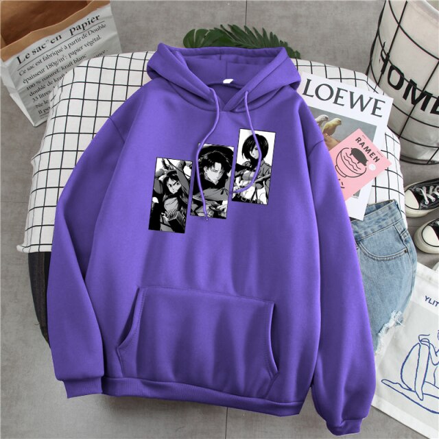 Sweat Eren Livai Mikasa Attaque Des Titans violet