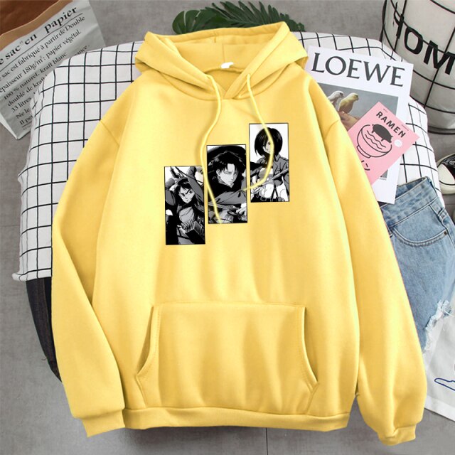 Sweat Eren Livai Mikasa Attaque Des Titans jaune