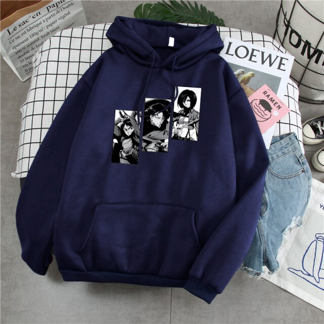 Sweat Eren Livai Mikasa Attaque Des Titans bleu