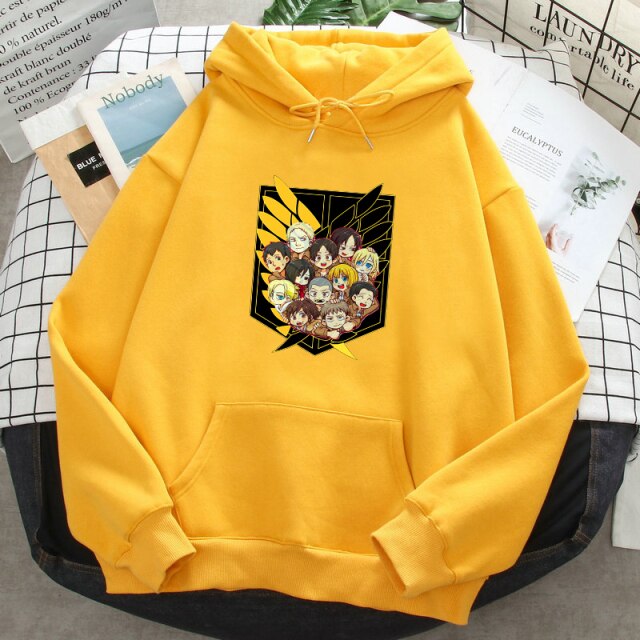 Sweat A Capuche Personnages Attaque Des Titans Adulte Homme Femme Longues Manches Manga jaune