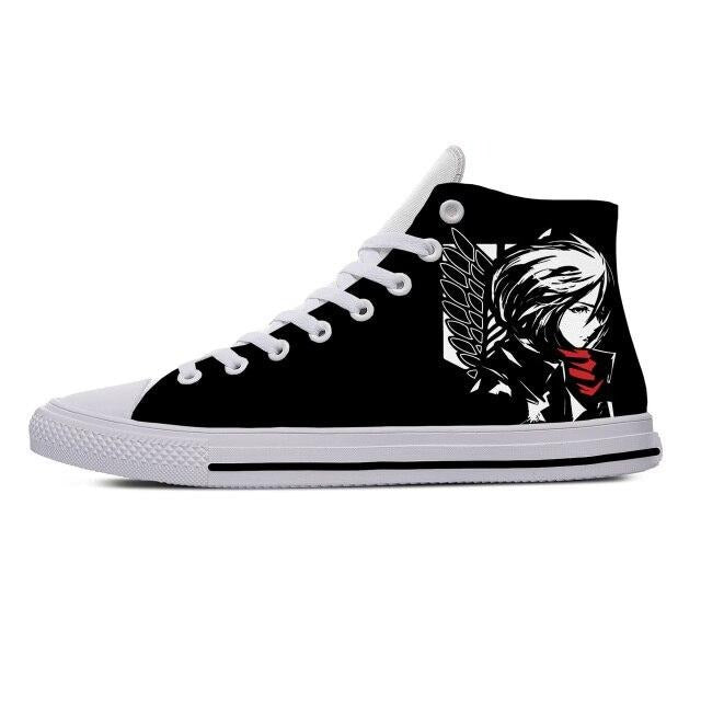 Zapatos Mikasa Ackerman Escudo de Armas Attack on Titan zapatillas de lona cerradas Converse zapatillas de deporte para hombres y mujeres adultos