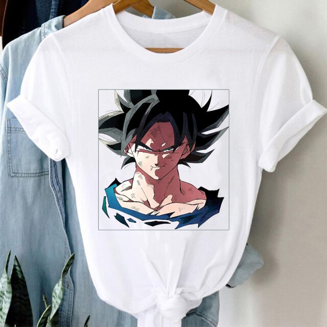 Goku Ultra Instinct Dragon Ball flocado camiseta adultos hombres mujeres manga corta