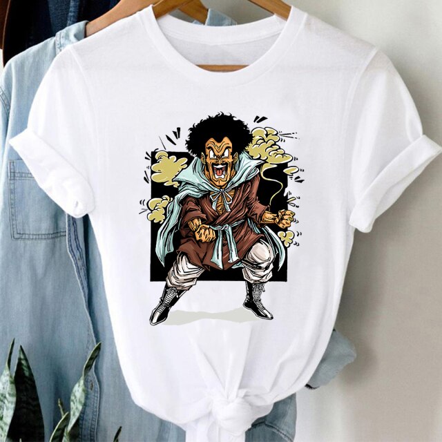 Mr Satán Dragon Ball flocado camiseta adultos hombres mujeres manga corta