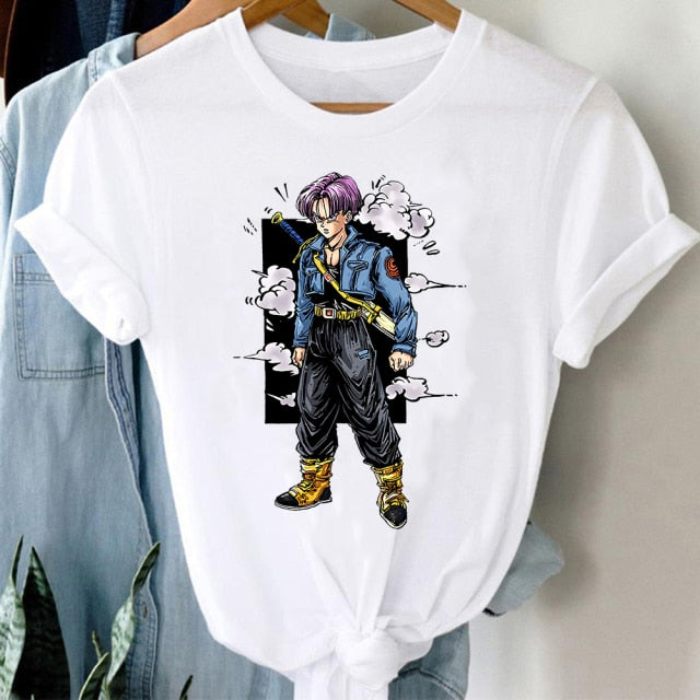 Dragon Ball Future Trunks Camiseta Flocado Adulto Hombres Mujeres Manga Corta