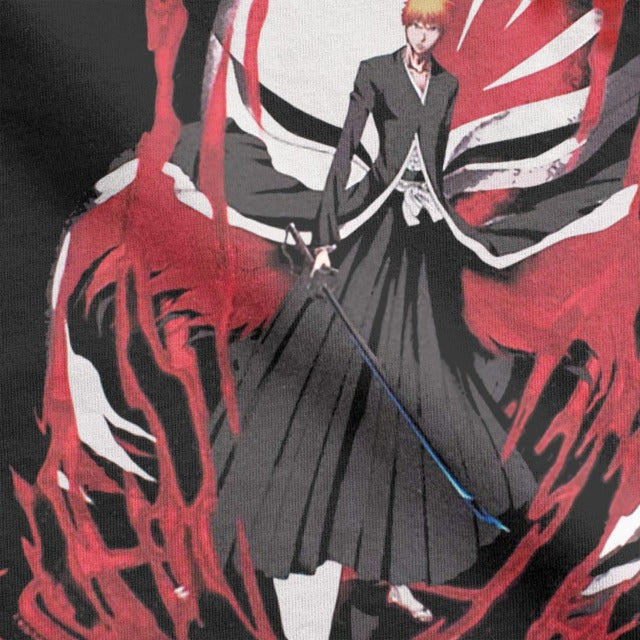 T-Shirt Ichigo Manga Bleach Floqué Adulte Homme Femme Courtes Manches