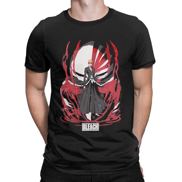 T-Shirt Ichigo Manga Bleach Floqué Adulte Homme Femme Courtes Manches
