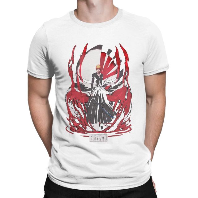 T-Shirt Ichigo Manga Bleach Floqué Adulte Homme Femme Courtes Manches