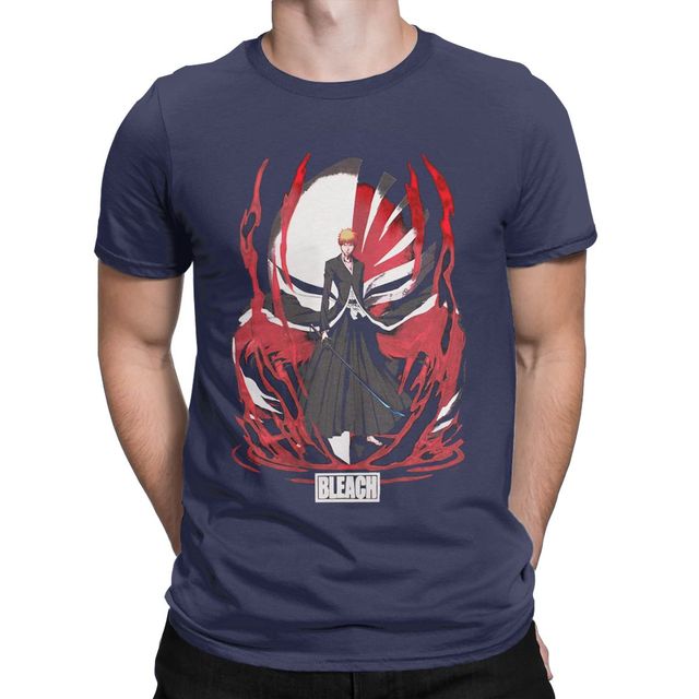 T-Shirt Ichigo Manga Bleach Floqué Adulte Homme Femme Courtes Manches