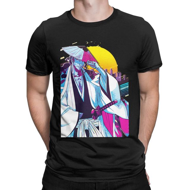 T-Shirt Shunsui Kyōraku Manga Bleach Floqué Adulte Homme Femme Courtes Manches