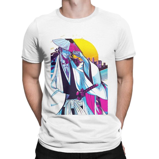 T-Shirt Shunsui Kyōraku Manga Bleach Floqué Adulte Homme Femme Courtes Manches