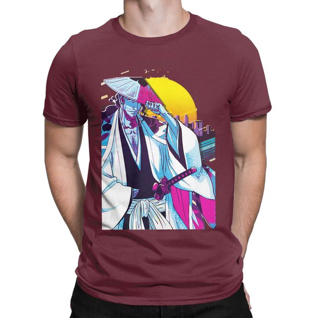 T-Shirt Shunsui Kyōraku Manga Bleach Floqué Adulte Homme Femme Courtes Manches