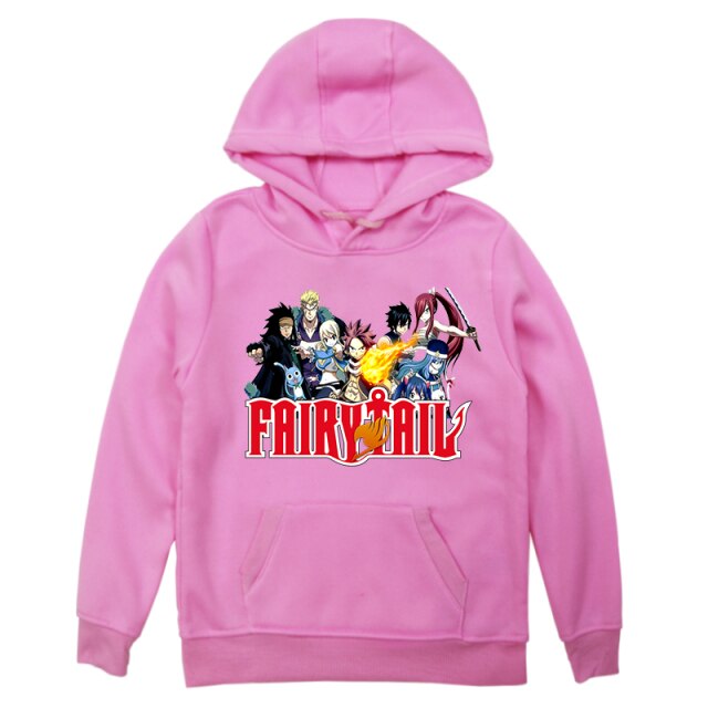 Sweatshirt A Capuche Manga Fairy Tail Enfant Garçon Fille Longues Manches ROSE