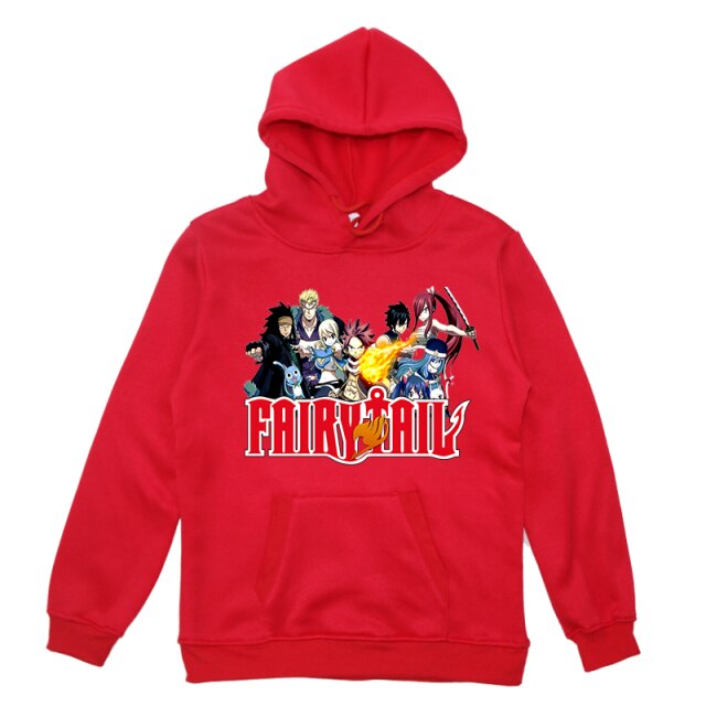 Sweatshirt A Capuche Manga Fairy Tail Enfant Garçon Fille Longues Manches ROUGE