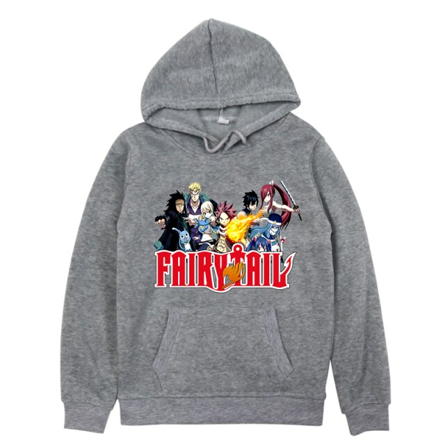 Sweatshirt A Capuche Manga Fairy Tail Enfant Garçon Fille Longues Manches GRIS