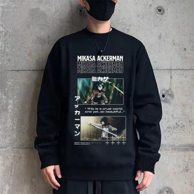 Pull Mikasa Ackerman Attaque Des Titans Adulte Homme Femme Longues Manches Manga