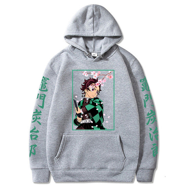 Sweat à Capuche Demon Slayer Tanjiro Kamado gris