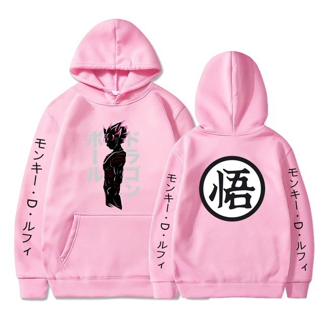 Sweat A Capuche Black Goku Rosé Manga Dragon Ball Z Adulte Homme Femme Longues Manches rose