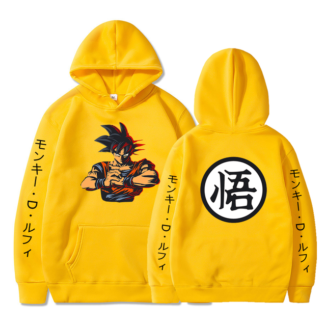 Sweat A Capuche Sangoku Manga Dragon Ball Z Adulte Homme Femme Longues Manches jaune