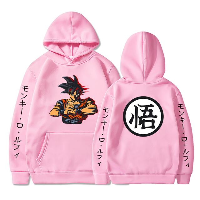 Sweat A Capuche Sangoku Manga Dragon Ball Z Adulte Homme Femme Longues Manches rose