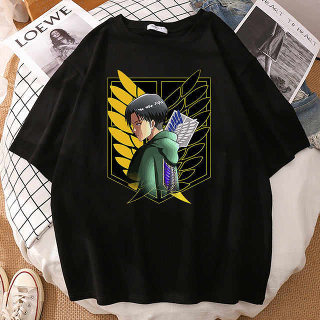 T-shirt Livaï Bataillon Attaque des Titans Floqué Adulte Homme Femme Courtes Manches Manga