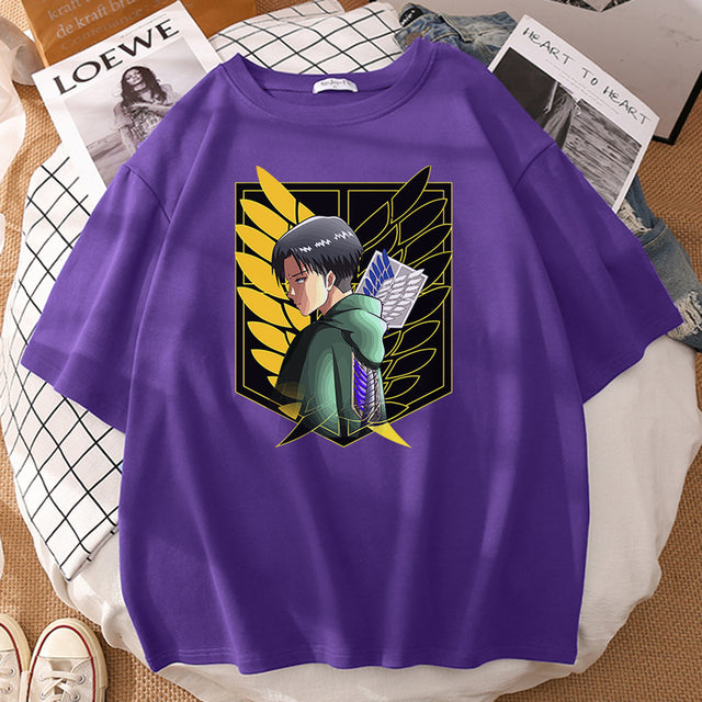 T-shirt Livaï Bataillon Attaque des Titans Floqué Adulte Homme Femme Courtes Manches Manga