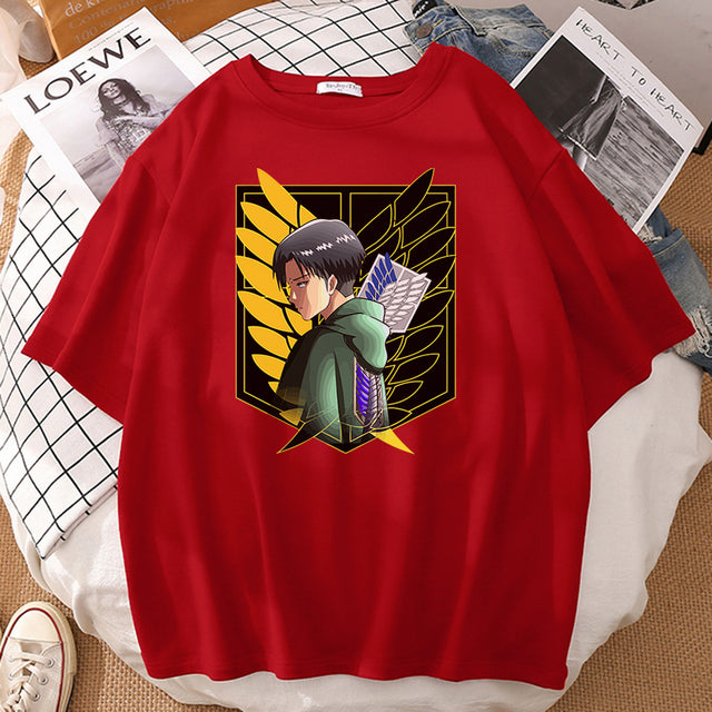 T-shirt Livaï Bataillon Attaque des Titans Floqué Adulte Homme Femme Courtes Manches Manga