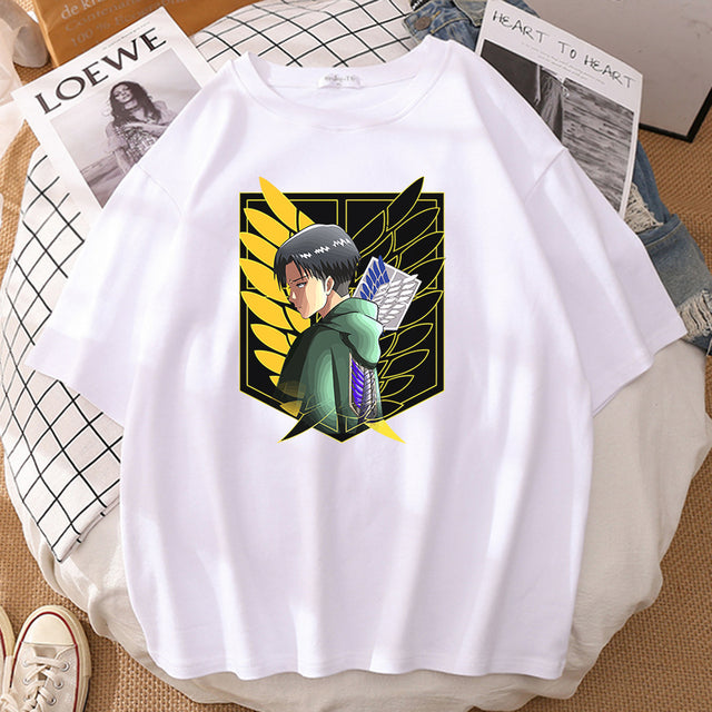 T-shirt Livaï Bataillon Attaque des Titans Floqué Adulte Homme Femme Courtes Manches Manga