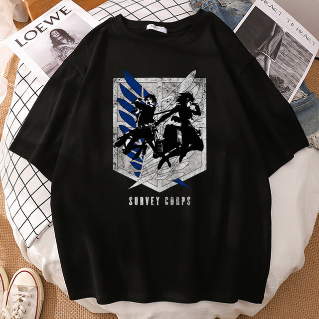 T-shirt Survey Corps Attaque des Titans Floqué Adulte Homme Femme Courtes Manches Manga
