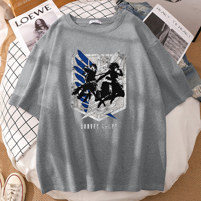 T-shirt Survey Corps Attaque des Titans Floqué Adulte Homme Femme Courtes Manches Manga
