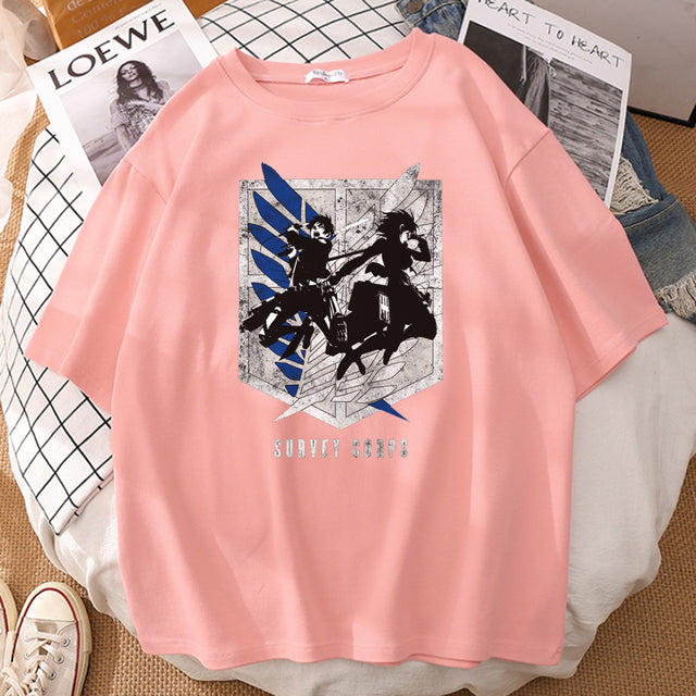 T-shirt Survey Corps Attaque des Titans Floqué Adulte Homme Femme Courtes Manches Manga