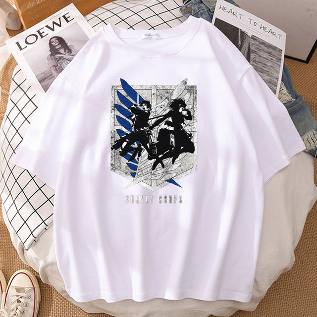 T-shirt Survey Corps Attaque des Titans Floqué Adulte Homme Femme Courtes Manches Manga