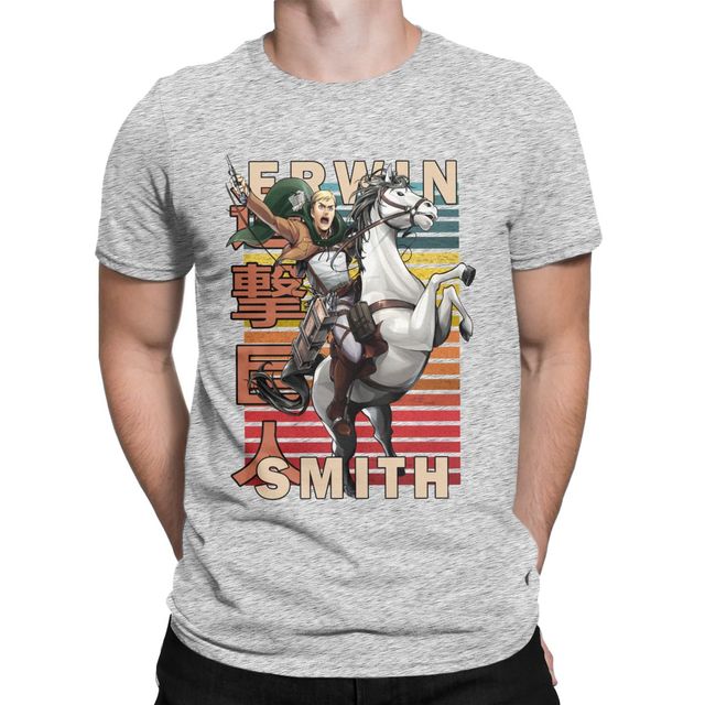 T-shirt Erwin Smith Attaque des Titans Floqué Adulte Homme Femme Courtes Manches Manga