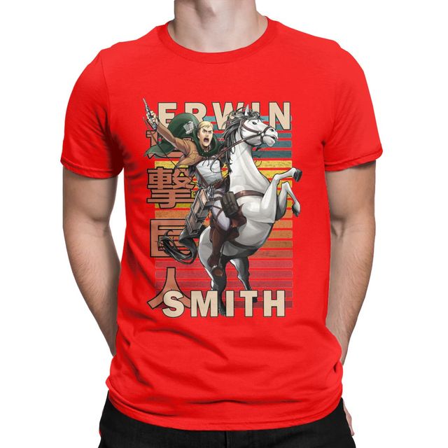 T-shirt Erwin Smith Attaque des Titans Floqué Adulte Homme Femme Courtes Manches Manga