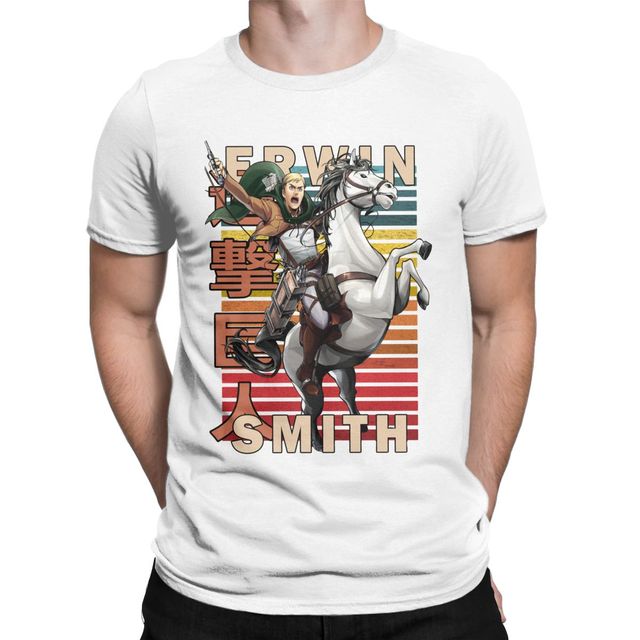 T-shirt Erwin Smith Attaque des Titans Floqué Adulte Homme Femme Courtes Manches Manga