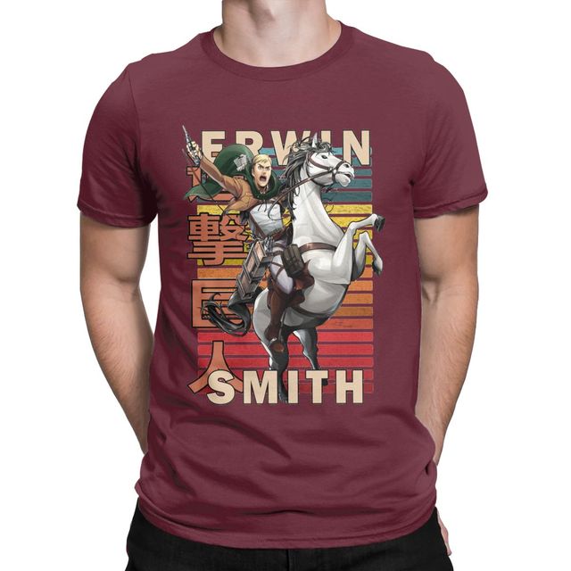 T-shirt Erwin Smith Attaque des Titans Floqué Adulte Homme Femme Courtes Manches Manga
