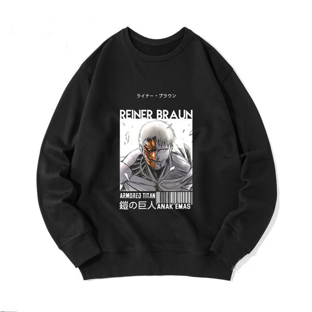 Sweat Reiner Titan Cuirassé Attaque Des Titans Adulte Homme Femme Longues Manches Manga