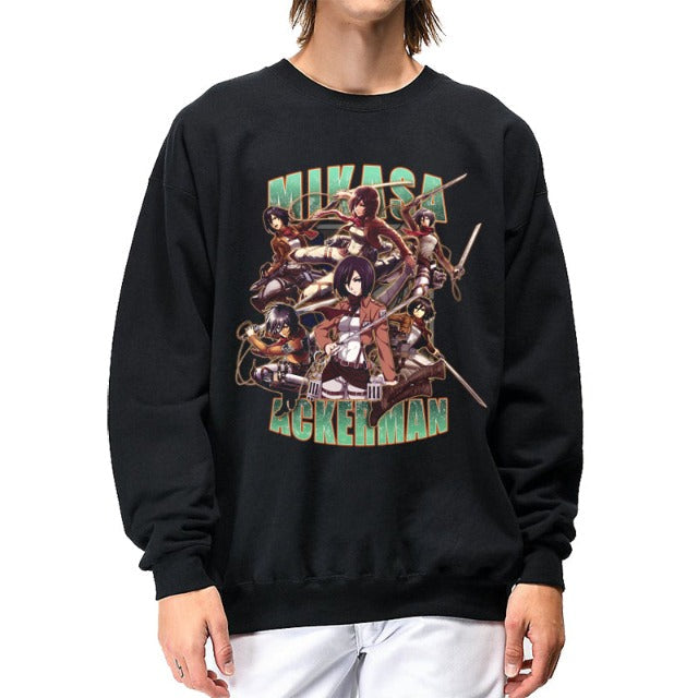 Sweat Mikasa Ackerman Colossal Attaque Des Titans Adulte Homme Femme Longues Manches Manga