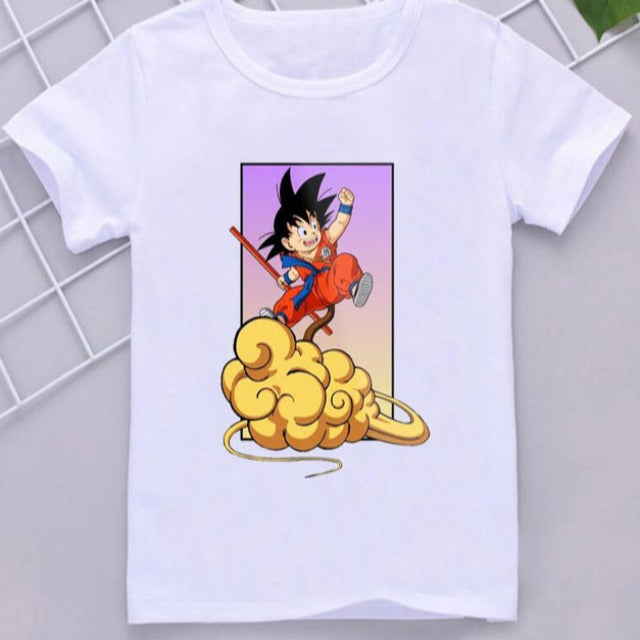T-shirt Enfant Goku Nuage Magique Dragon Ball Fille Garçon BLANC