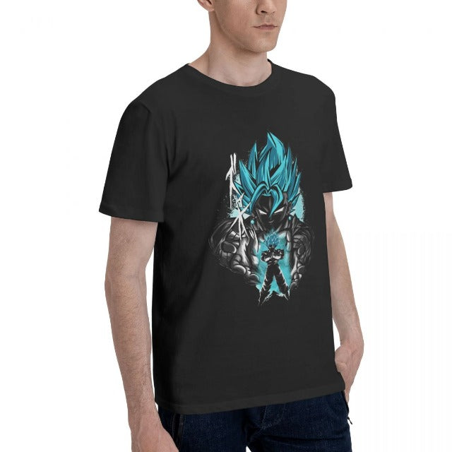 Vegeto Blue Dragon Ball Super Manga flocado adulto hombres mujeres camiseta de manga corta