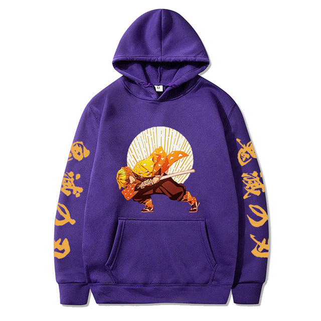 Sweat à Capuche Demon Slayer Zenitsu Premier Mouvement violet