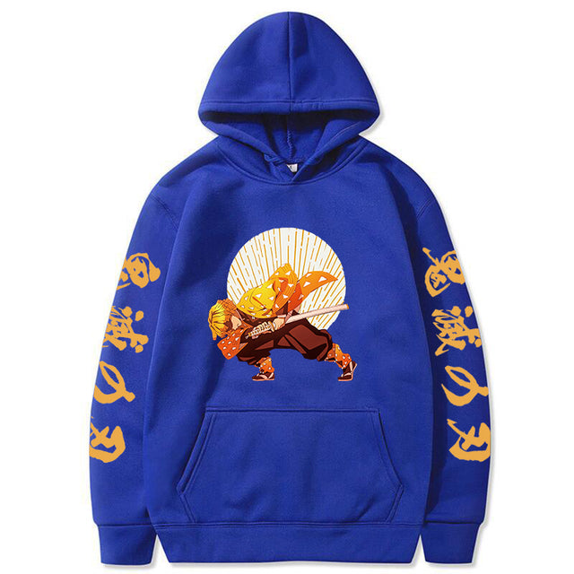 Sweat à Capuche Demon Slayer Zenitsu Premier Mouvement bleu