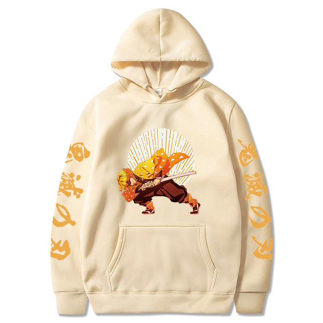 Sweat à Capuche Demon Slayer Zenitsu Premier Mouvement Adulte Homme Femme Manches Longues