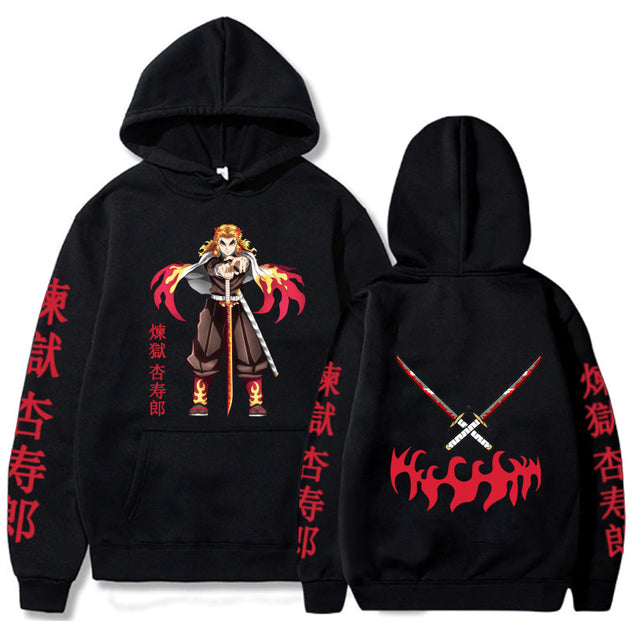 Sweat à Capuche Demon Slayer Kyojuro Rengoku noir