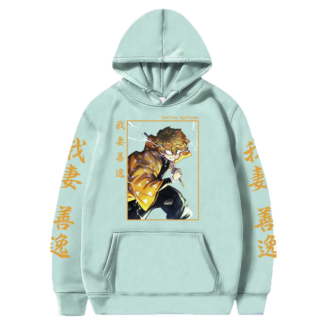 Sweat à Capuche Demon Slayer Zenitsu Adulte Homme Femme Manches Longues